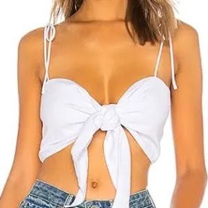 Super down white tie top